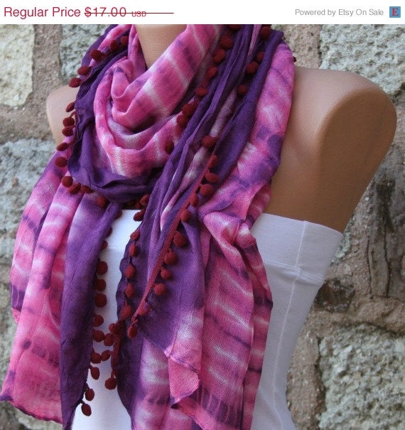BIG SALE Purple Fuchsia Scarf Women Scarf Multicolor Women Shawl Scarf -  Cowl