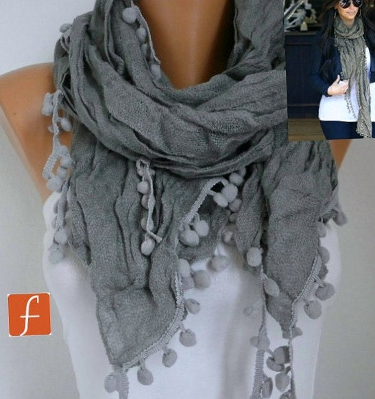 Gray Scarf - Shawl - Infinity Scarf - Cowl Scarf - fatwoman