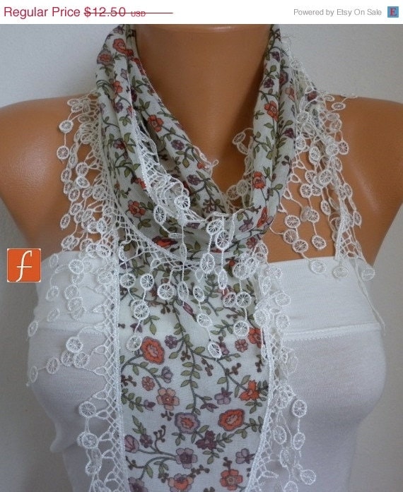 BIG SALE Floral Scarf - Shawl Scarf - Cowl Scarf - fatwoman