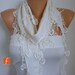 White Scarf   Pashmina Scarf  Cowl- Shawl with Lace Edge   - Off White - fatwoman - Bridesmaids Gifts