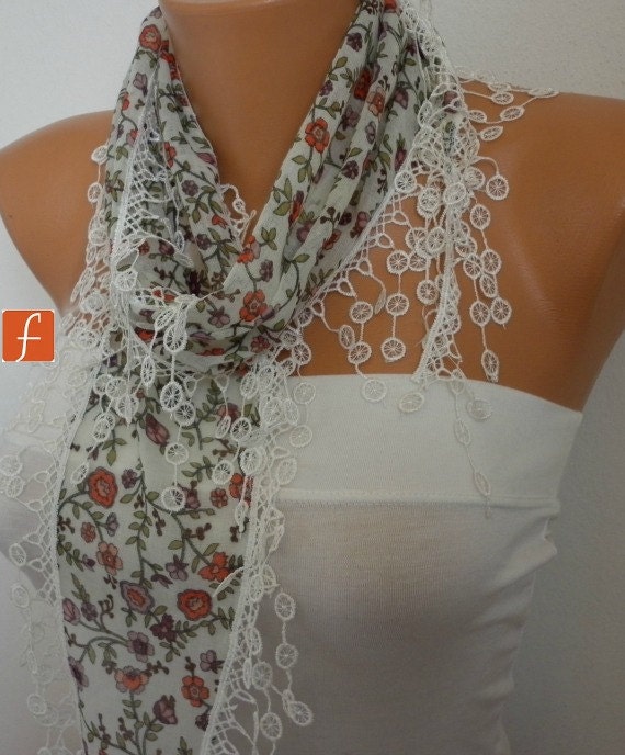 BIG SALE Floral Scarf - Shawl Scarf - Cowl Scarf - fatwoman