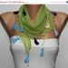 BIG SALE Green Scarf ,Cotton Scarf Woman Cowl with Lace Edge -