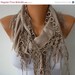 BIG SALE Beige Scarf  -  Pashmina Scarf  - Cowl Scarf - Shawl with Lace Edge - Dark Beige