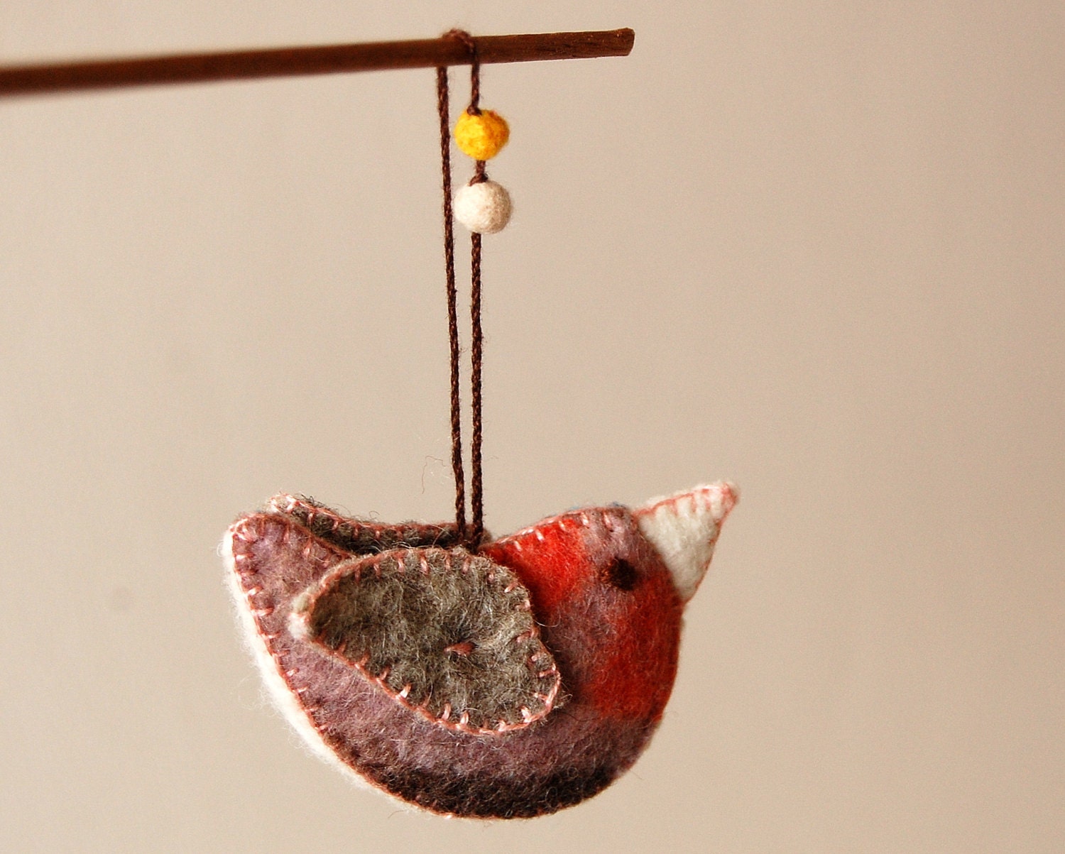 Felt Bird Multicolored --Handmade unique pure wool felted animal -- Ornament Bird Felt