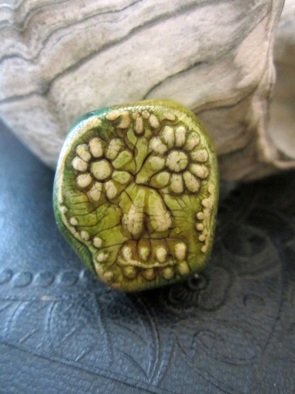 Chunky Sugar Skull Day of the Dead Artisan Polymer Bead Focal