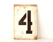 Vintage / Antique Metal "Line 4" Train Track Number Sign (Large) - Industrial Home Decor, Collectible, Man Cave