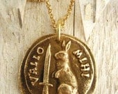 Rabbit and Sword Necklace in the Wax Seal Style