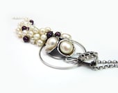 Jewelry,Handmade,Necklace,Pendant,Freshwater Pearls,White Pearls,Sterling Silver,Metalwork,Gift,For Her,Unique Jewelry,White