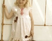 Prairie Girl Hand Dyed Ecru Pinks Brown Laces Birthday Photos Celebration toddler gypsy boho dress