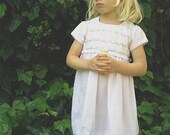 pink classic simple spring summer little girl seersucker pink white wedding flower girl wedding BIRTHDAY party lace dress