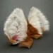 OOAK Red Brown Beige Tipped Long Fur Leather Wolf Dog Fox Ears Limited Edition Inumimi Cosplay Furry Goth Fantasy Fashion Wear