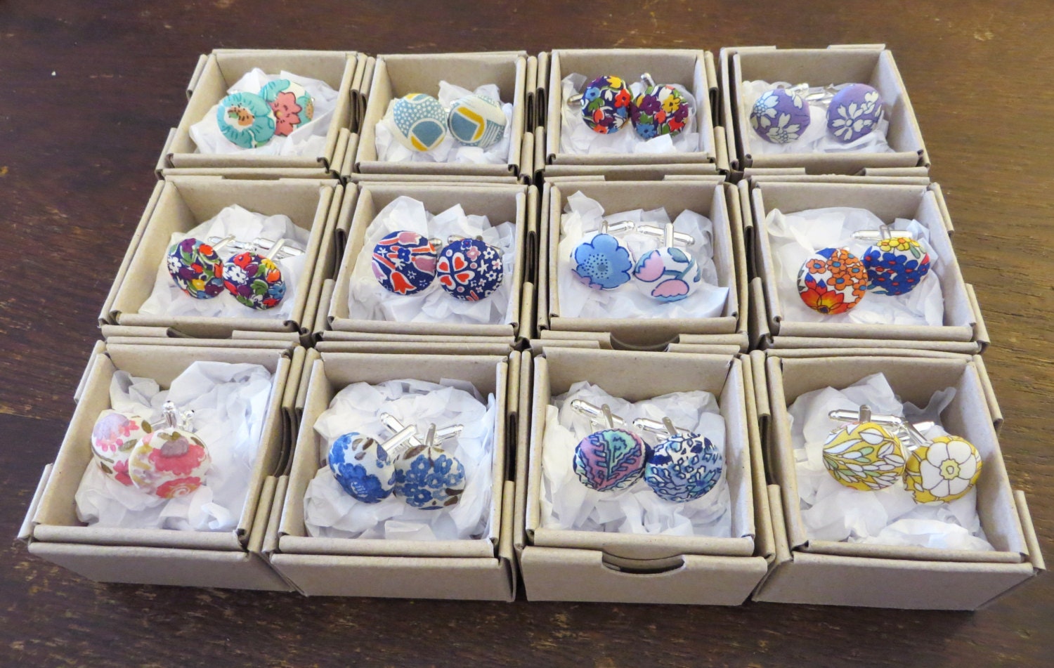 CUFFLINKS - Liberty Print, Fabric Covered your choice