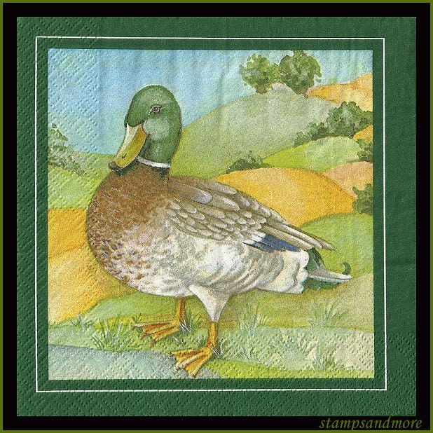 4 Duck Paper Decoupage Napkins - Use For Crafts, Mixed Media, Scrapbooking, Collage And Altered Art Projects