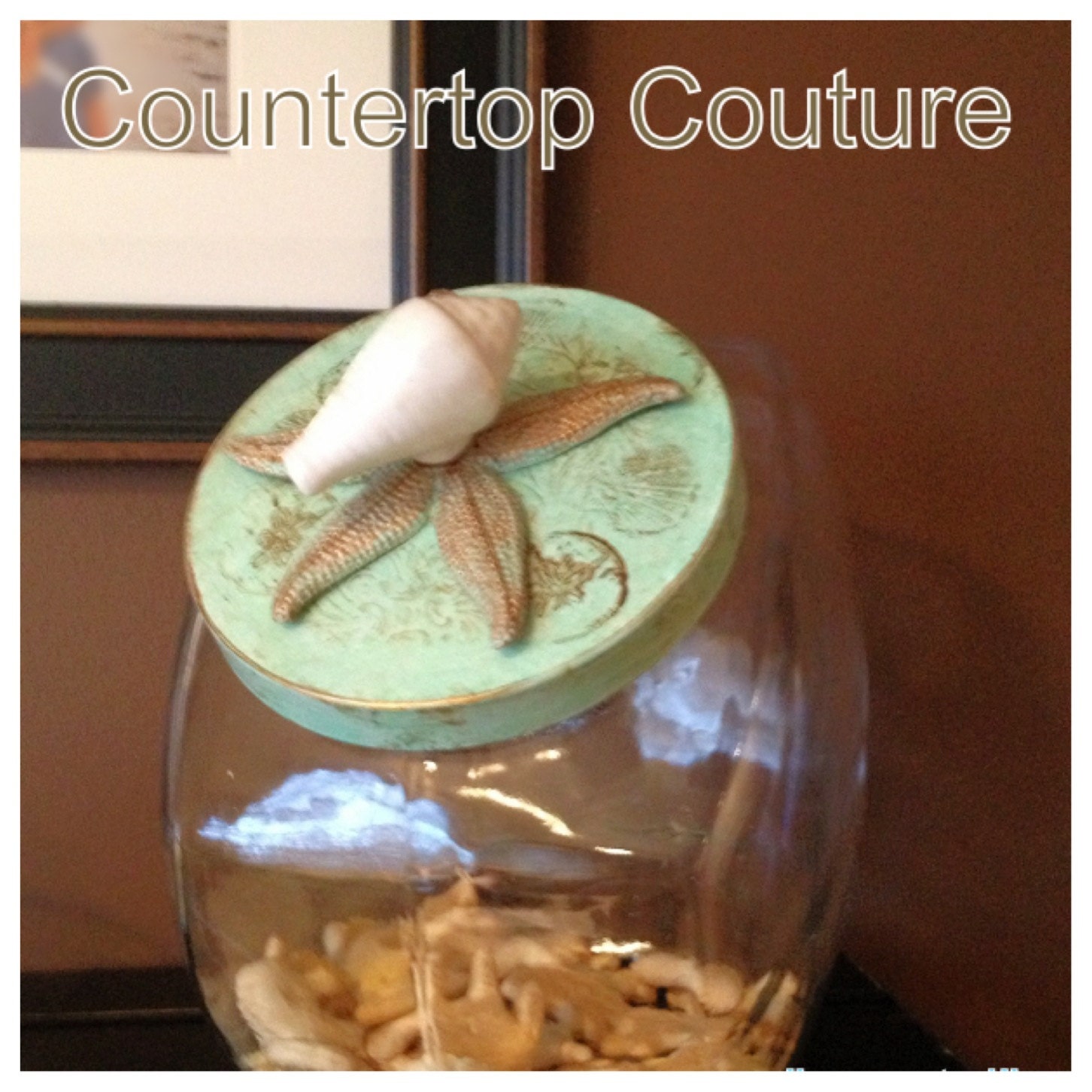Cookie Jar in seaglass green Store Candy, Shells, Seaglass, Wine Corks, pasta, bath salts,laundry detergent, etc.