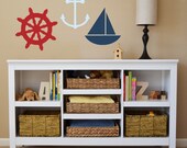 Nautical Decal, Sailboat, Nursery Wall Decal, Children's Wall Decal,  Vinyl Repositional Decal, Nautical Nursery Pottery Barn inspired