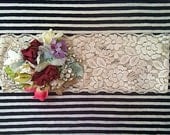 The Jessie-1920's Floral Cluster  Bridal Bandeau-Ivory Lace Turban Headband Bohemian Bride Vintage Wedding Ziegfeld Follies showgirl