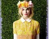 The Margarite-Romantic  Large Floral Summer Headdress Ranunculus Roses Citrus  Bridal Flower Crown Bohemian Bride Frida Kahlo Lana Del Rey