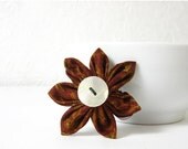 Mothers Day - Kanzashi Flower Hair Clip Brownish Red