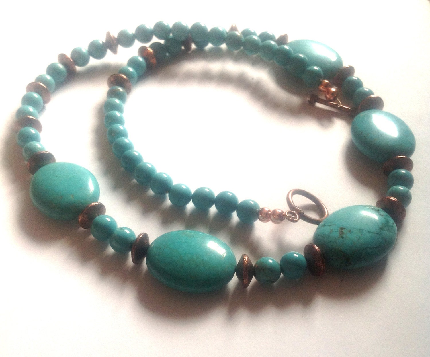Boho Chunky Turquoise Necklace - Long Summer Necklace