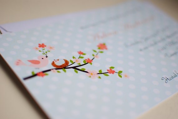 Little Bird Nest Themed Girl Baby Shower Printable Invitation Il_570xn