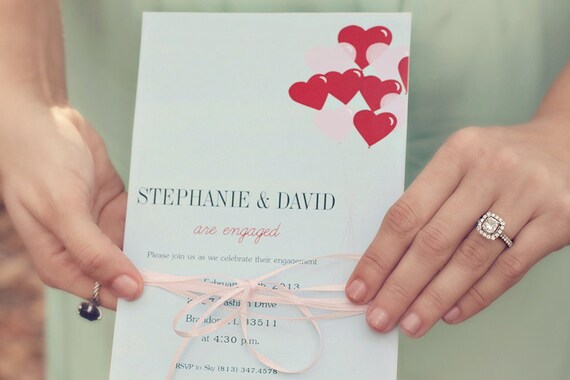 Engagement Wedding Couples Shower Invitation Heart Balloons Design as seen on 'Oh Lovely Day' Il_570xn