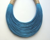 Turquoise and Beige / Sand Fiber Statement Necklace