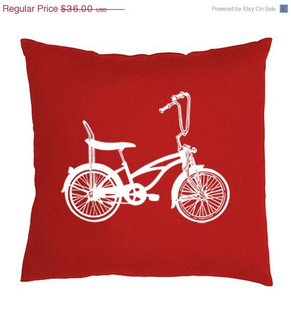 SALE Bicycle Decorative Throw Pillow - 18x18 Red