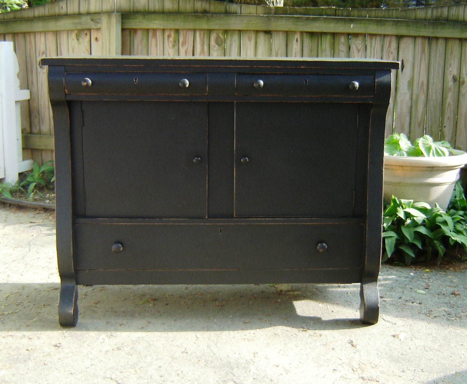 Vintage Black Buffet - Sideboard - TV Cabinet
