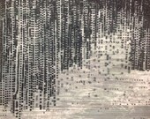 Etching Print  . Landscape art . Navy Blue Home Decor: Landslide 17...  Print Size 9 1/2" x 9 1/2" ... Free Shipping