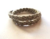 Braided linen  bracelet / double wrapped bracelet / eco style jewelry / modern / zen