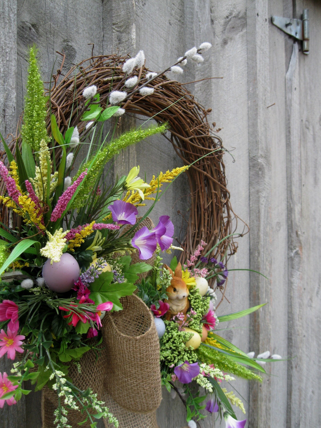 Easter Wreath, Spring Door Decor, Woodland Wreath, Bunny, Country Cottage Wreath
