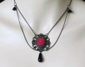 Victorian Necklace Renaissance Jewelry Red Rose Necklace Gothic Jewelry Gothic Necklace Women Jewelry Gift Steampunk Jewelry Cameo Necklace