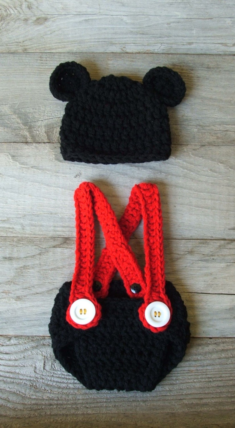 Mickey / Minnie Mouse Inspired Diaper Cover Set w/matching Mickey Buttons - CHOOSE YOUR COLOUR