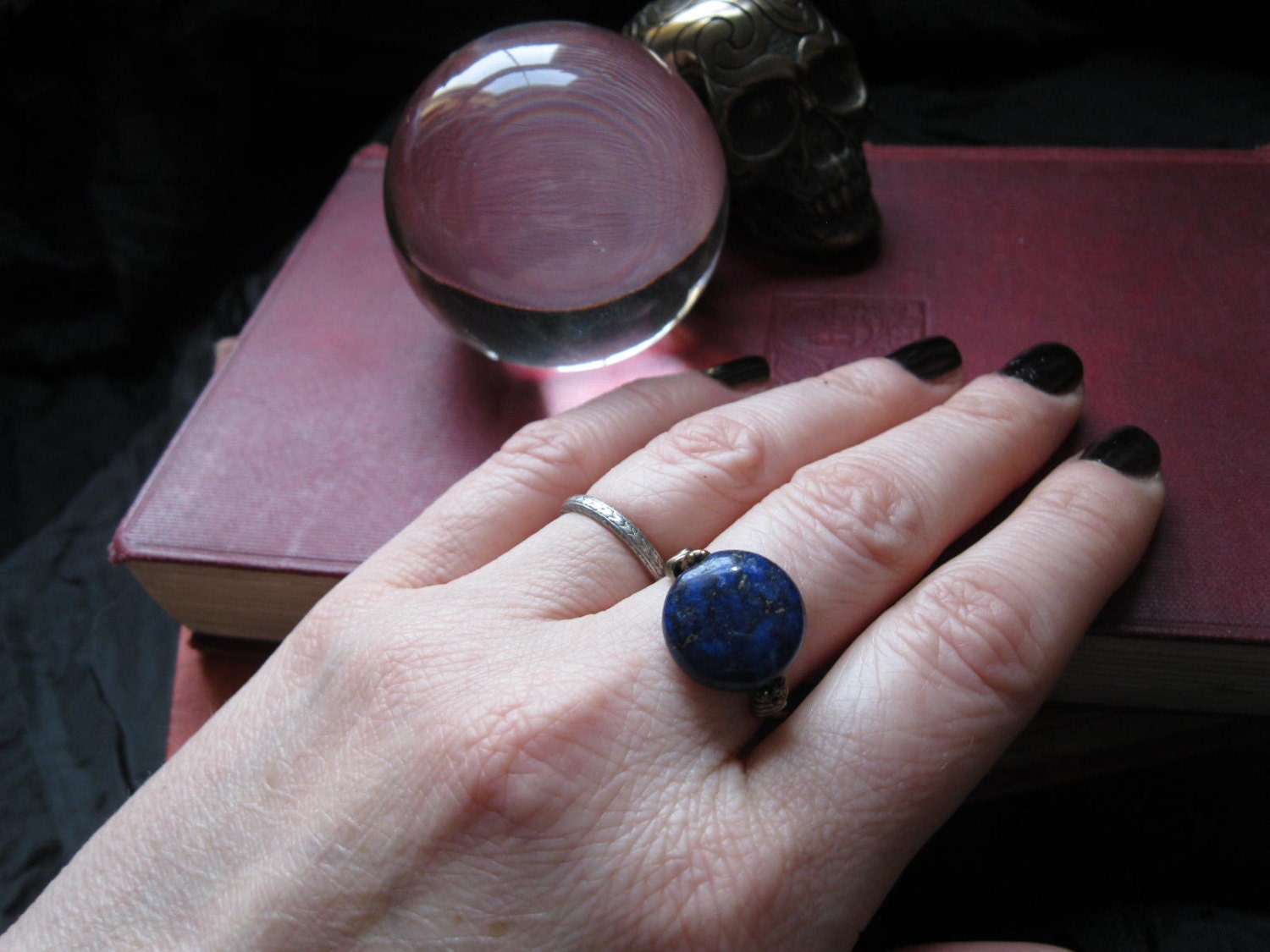 Lapis Lazuli Ring of Hand Forged Copper in Your Size. Wire Wrapped Ring. The Truthful One.
