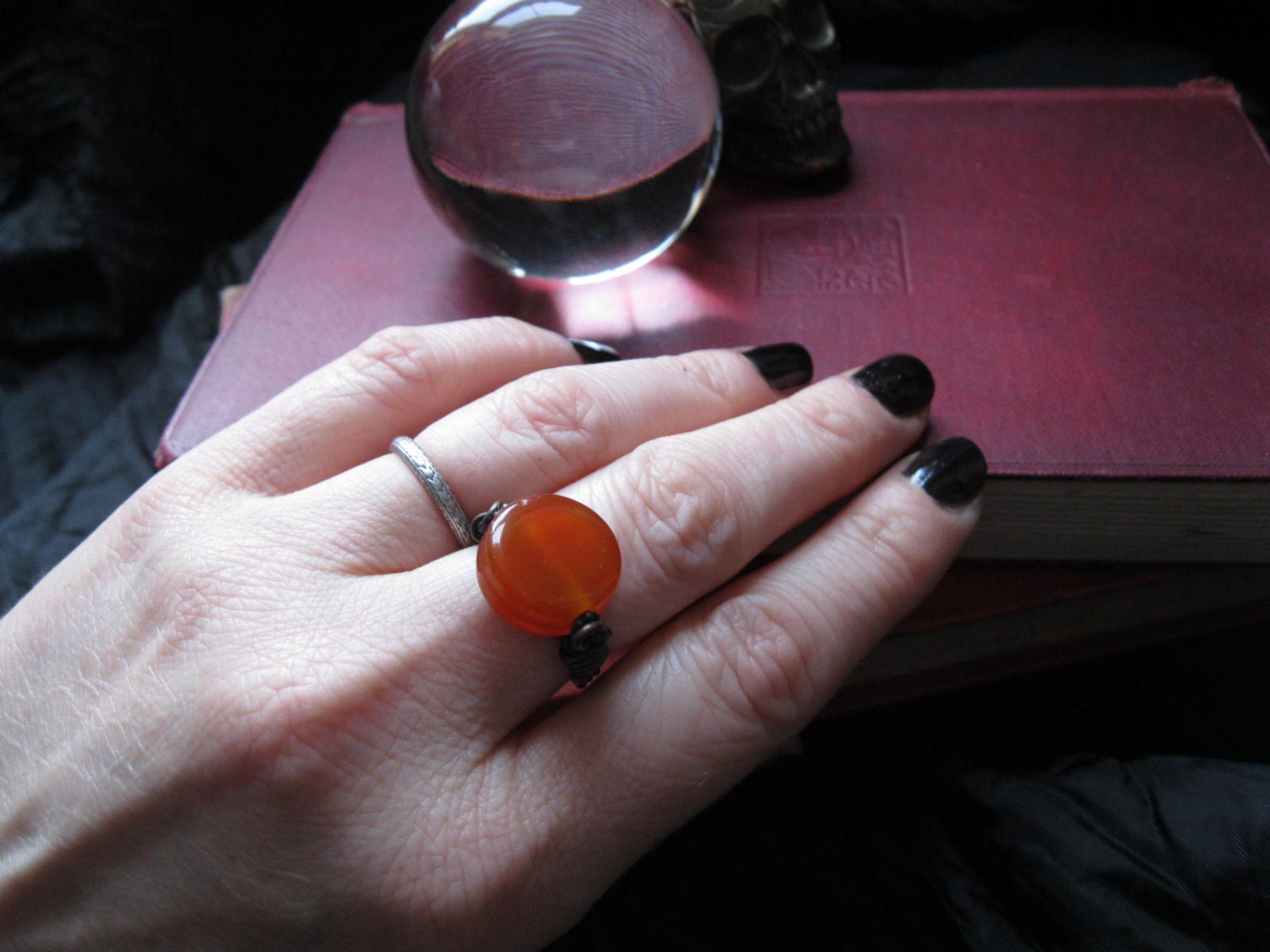 Carnelian Ring of Hand Forged Copper in Your Size. Wire Wrapped Ring. The Brave One.