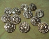 Lot of 12 Vintage Gold Metal Military Buttons Eagle and Anchor Steampunk Costume Supplies