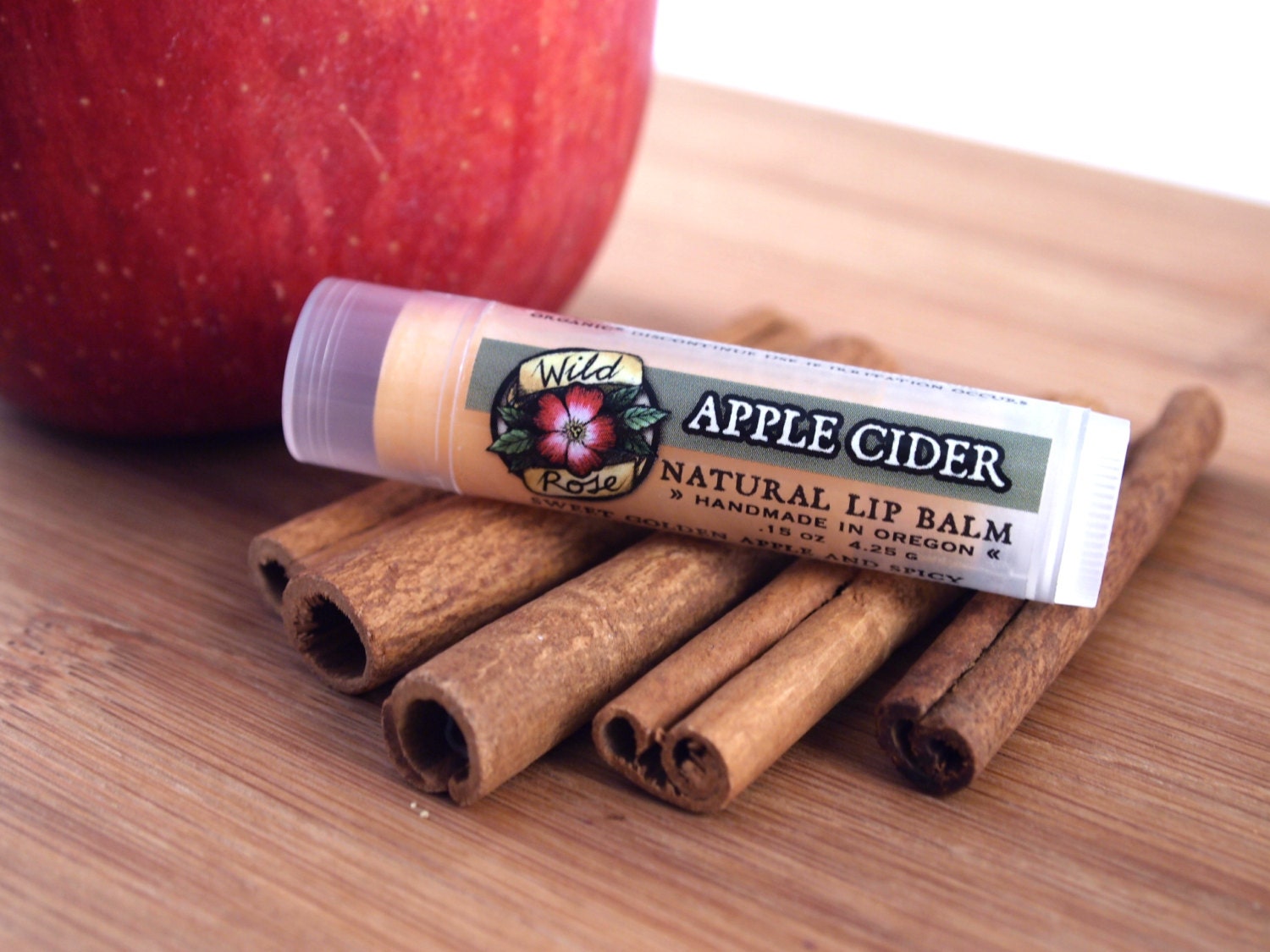 Organic Lip Balm APPLE CIDER All Natural Brown Cinnamon Harvest Autumn Fall .15 oz