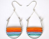 Orange and Blue Snowshoe Chandelier Earrings