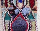 RAG  RUG BOUCHEROUITE from Morocco called also boucharouette berber tribal art, moroccan carpet