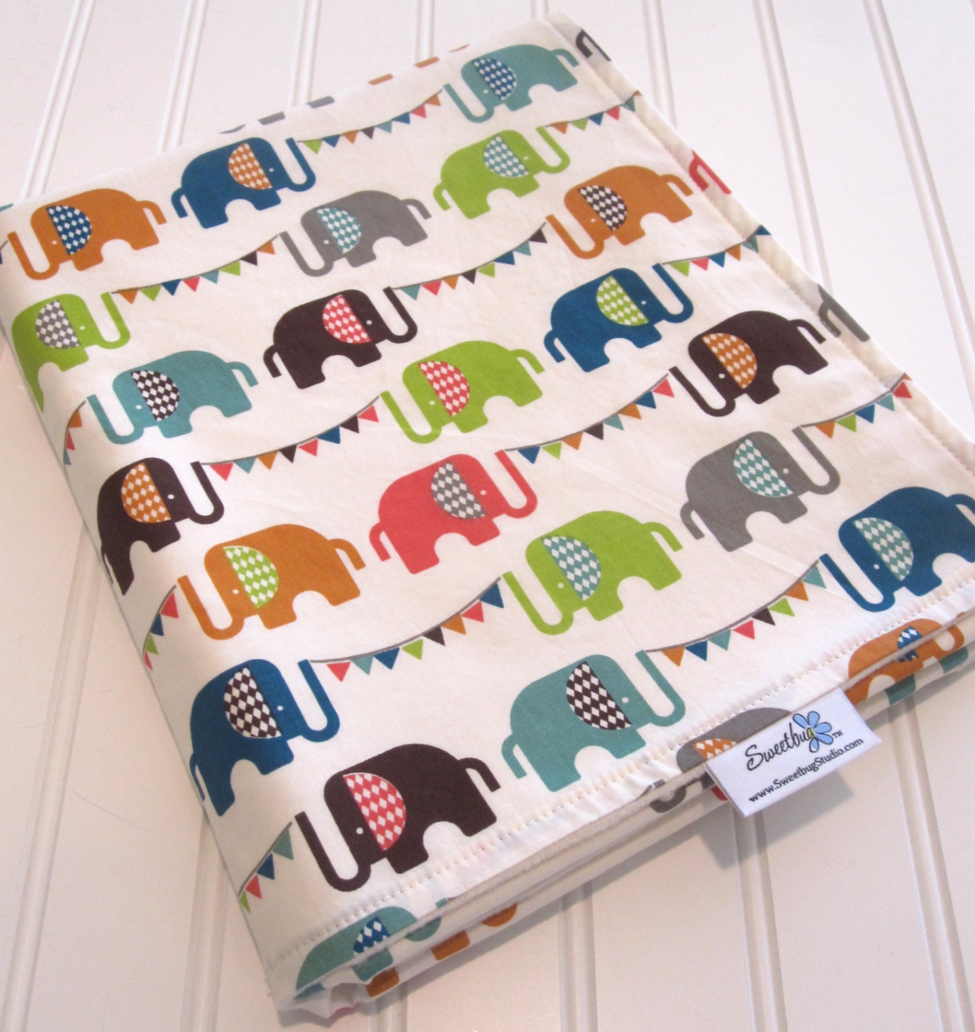 SWEET NATURALS Organic Line/Baby Blanket/Elephun in Cream (Organic)/Organic Cotton Fleece/Organic Thread