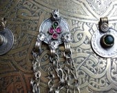 Kuchi  green jewel coin pendants for Tribal fusion dance