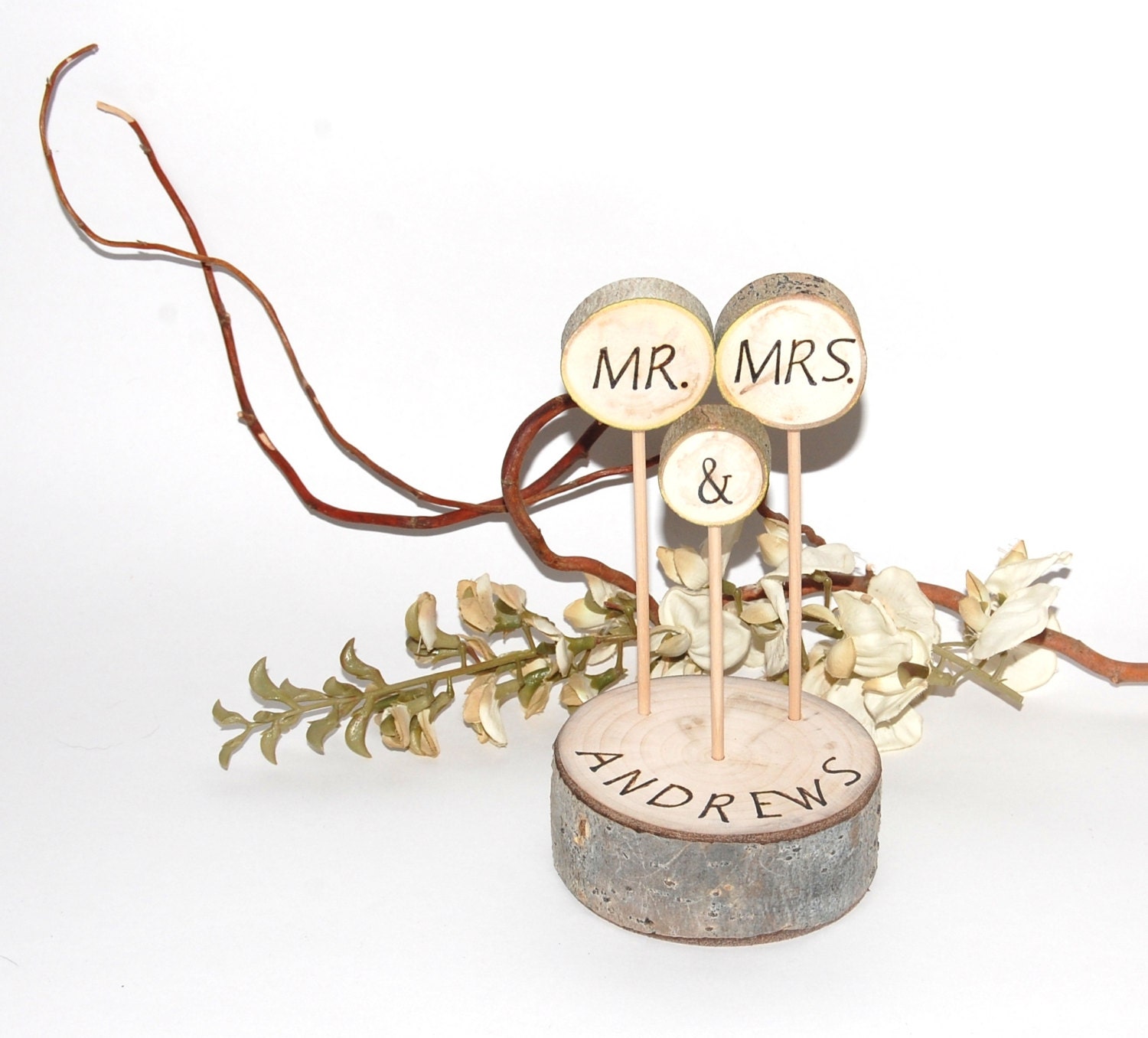 Rustic Cake Topper, Aspen Cake Decoration, Mr. & Mrs., Rustic Wedding, Personalized, Wood Cake Topper, Wedding Keepsake