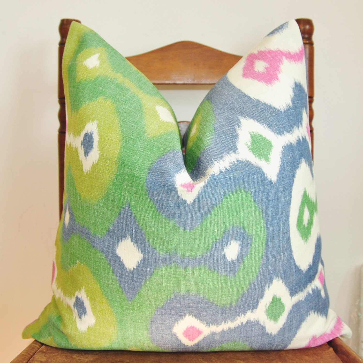 On Both Sides Pillow Cover - Decorative Pillow - Throw Pillow -  Martin Lawrence Bullard for Schumacher - Darya Ikat - 18 inch Sq - Jewel
