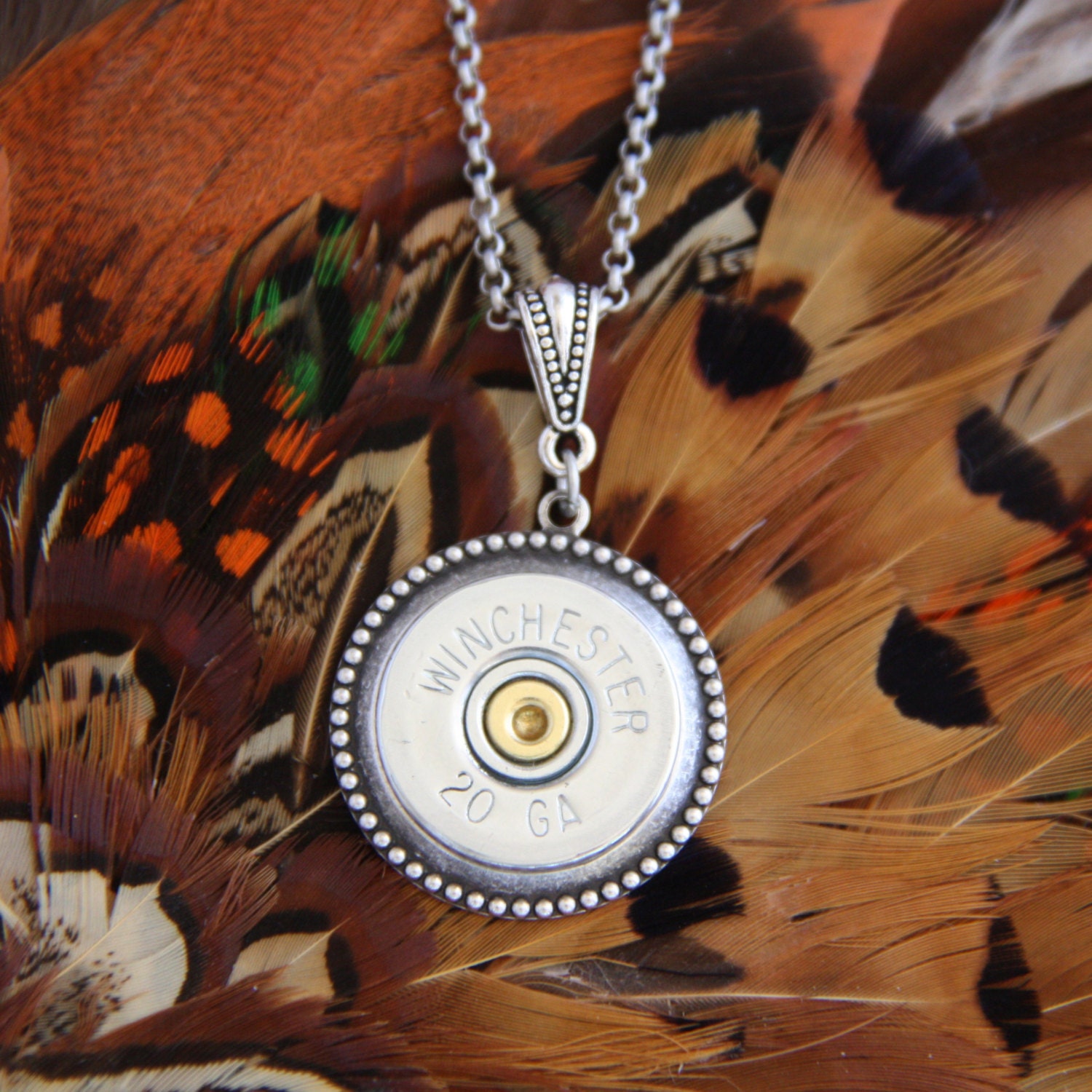 Shotgun Casing Jewelry-Authentic Winchester 20 Gauge Necklace- Spent Ammo-Bullet Casing
