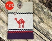iPad mini case - Africa collection - Camel - Embroidered - Gray and terracotta - iPad mini sleeve - Natural