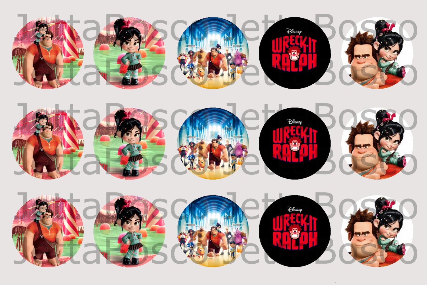 1" Round Wreck It Ralph Digital Bottle Cap Images