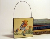 GIRL & DOLL ORNAMENT Handmade Ornament from Vintage Upcycled Book Childrens Reader Christmas Ornament Doll Ornament