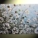 Original Art Abstract Painting White Flowers Poppy Blue Brown Palette Knife Textured Flower Poppies Large Wall Decor 24x36" -Christine