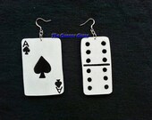 Handpainted Ace of Spade/Domino Earrings