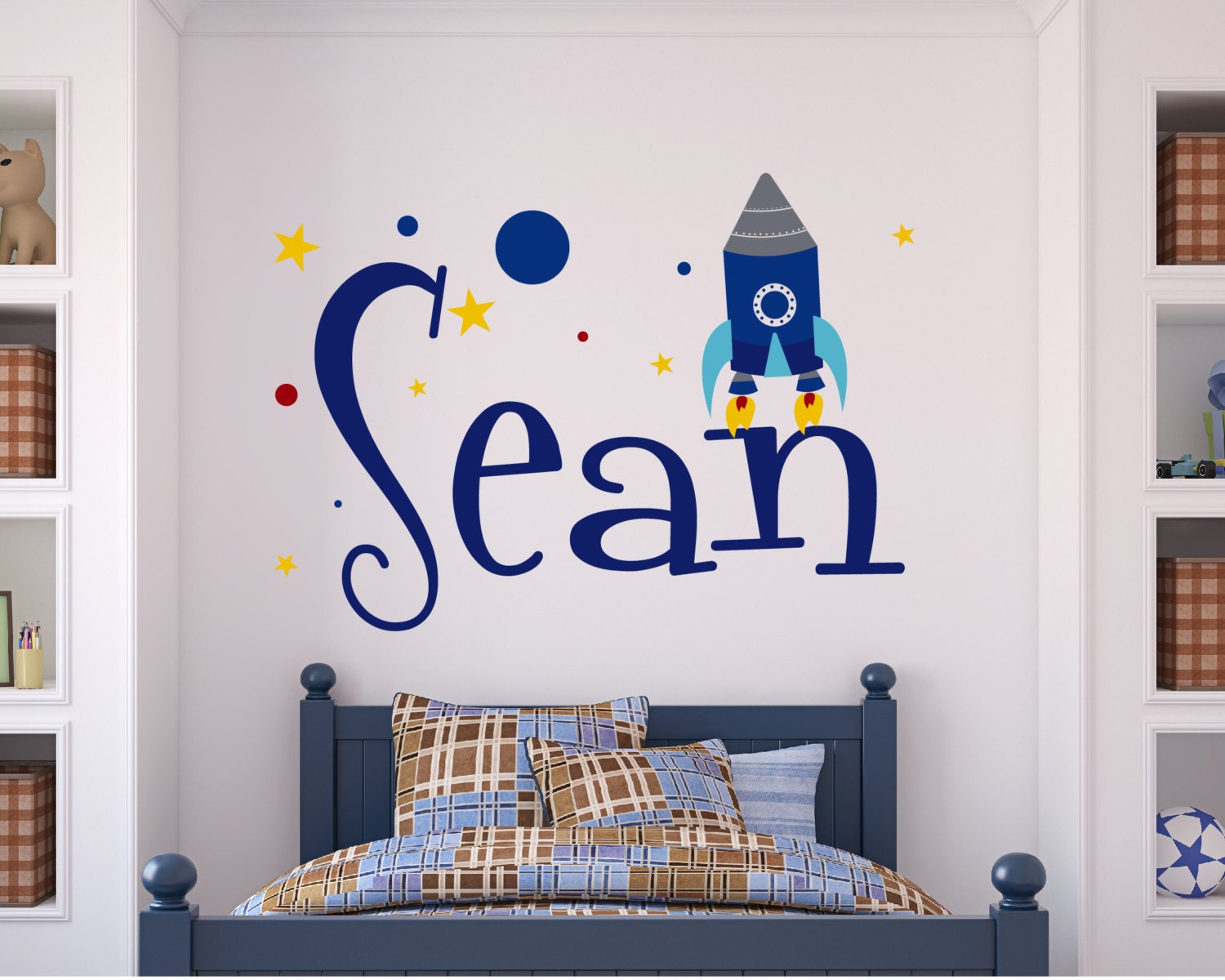 Children Wall Decal Rocket Personalized Name Vinyl Wall Decal